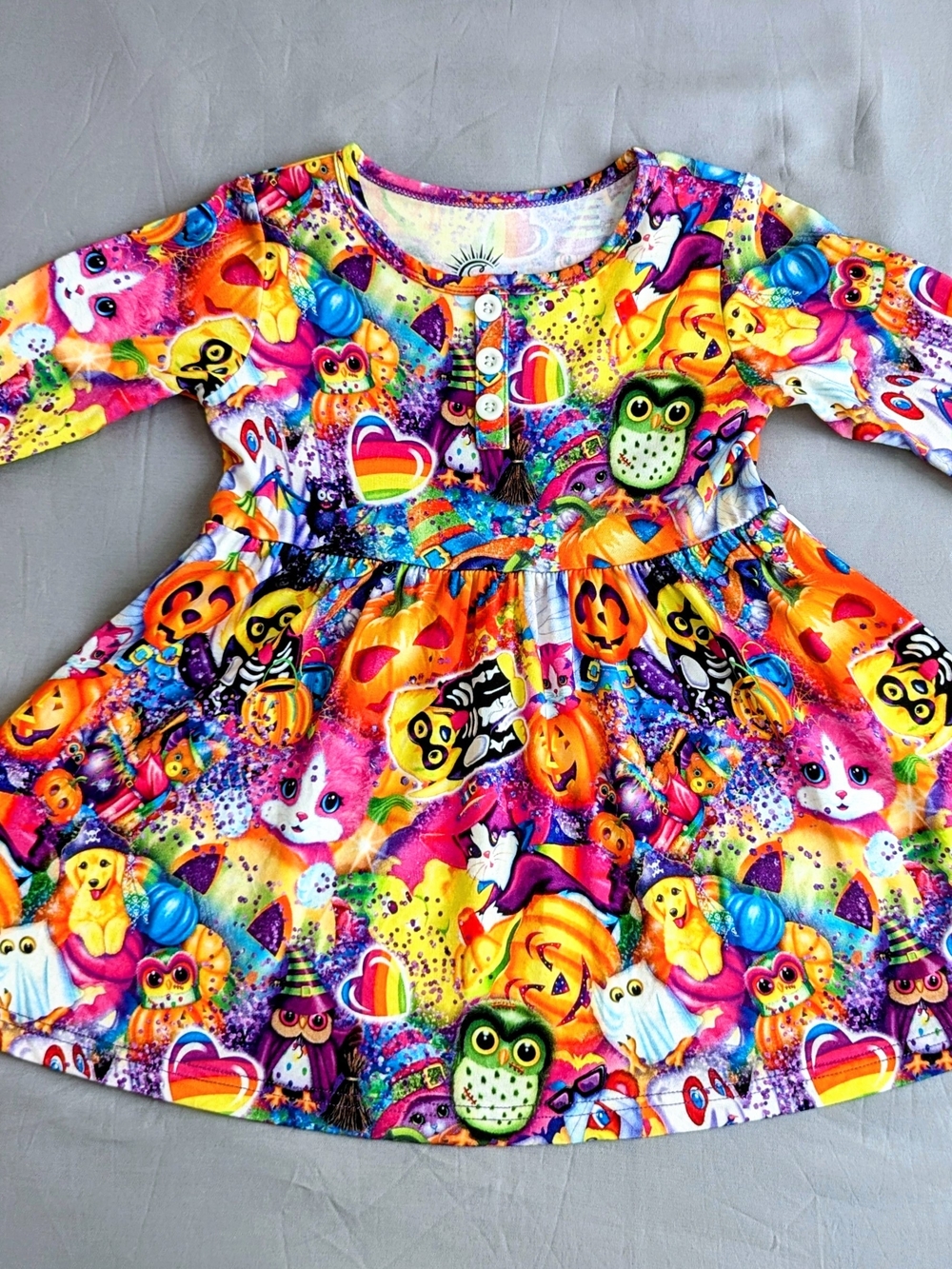 Bamboo Lisa Frank Halloween Long Sleeve Peplum Set